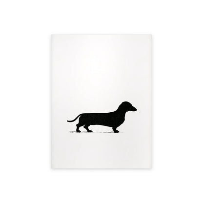 Tableau teckel en silhouette noir et blanc présenté seul sur fond blanc