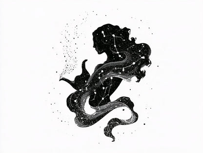 Œuvre du tableau Verseau Céleste noir et blanc, vue complète et fidèle du visuel