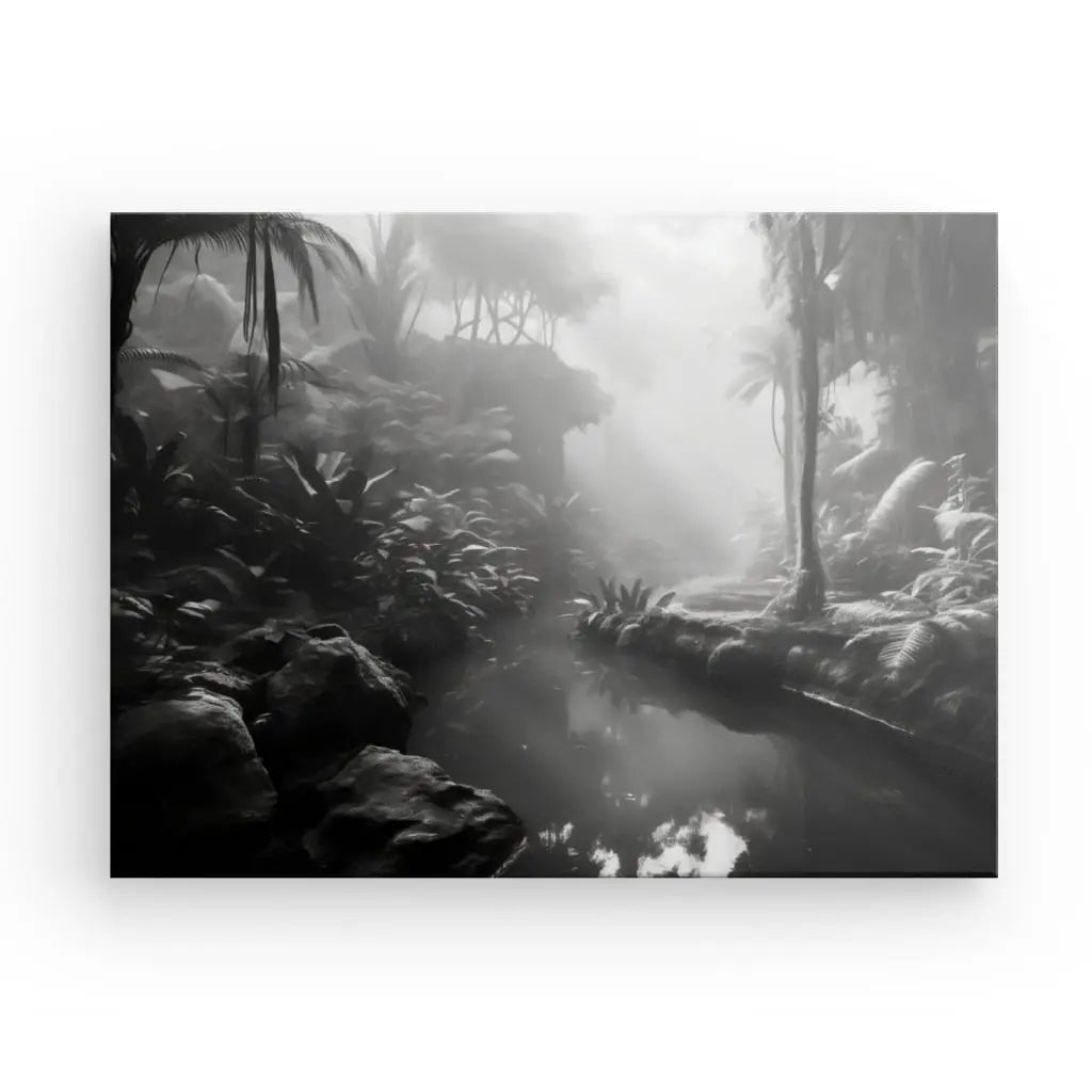 Tableau Jungle Tropicale Sauvage Noir et Blanc